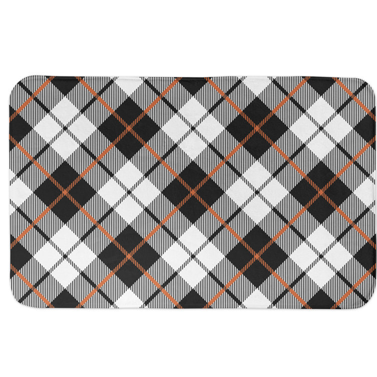 Gracie Oaks Ava Fall Rectangle NonSlip Plaid Bath Rug Wayfair